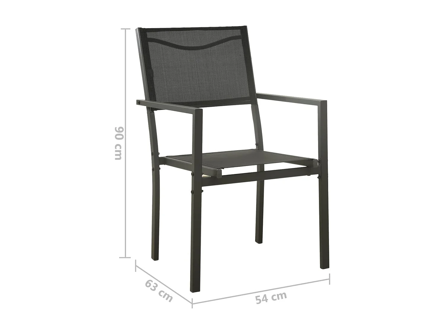Chaises de jardin lot de 4 Textilène et acier Noir anthracite