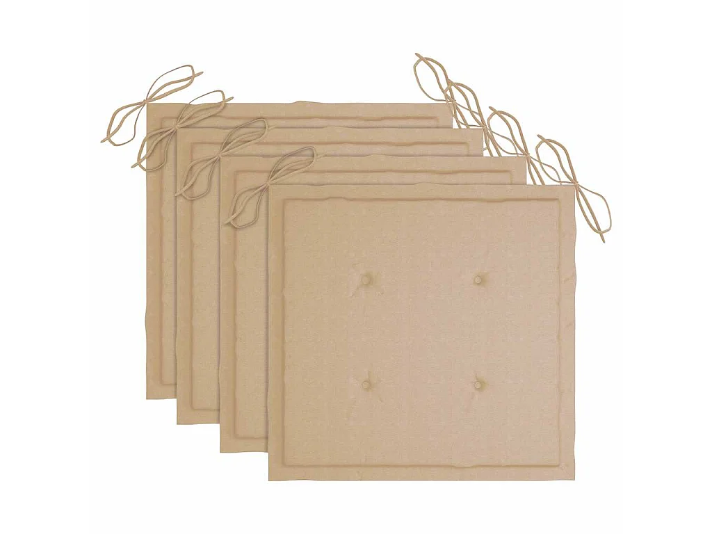 Chaises de jardin empilables avec coussins lot de 4 Teck solide