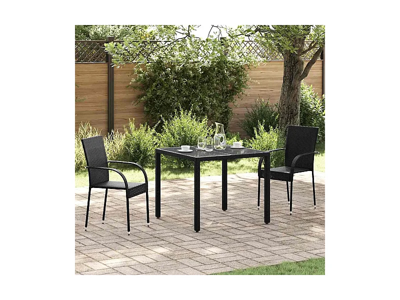 Stapelbare Gartenstühle 2 Stk. Poly Rattan Schwarz