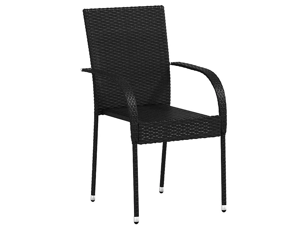 Tuinstoelen stapelbaar 2 st poly rattan zwart