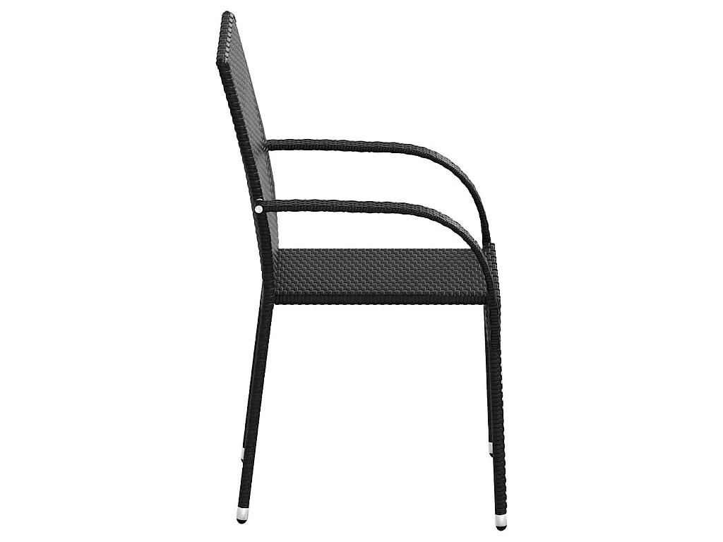 Tuinstoelen stapelbaar 2 st poly rattan zwart