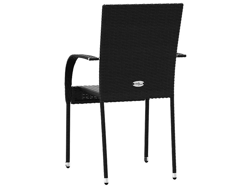 Tuinstoelen stapelbaar 2 st poly rattan zwart