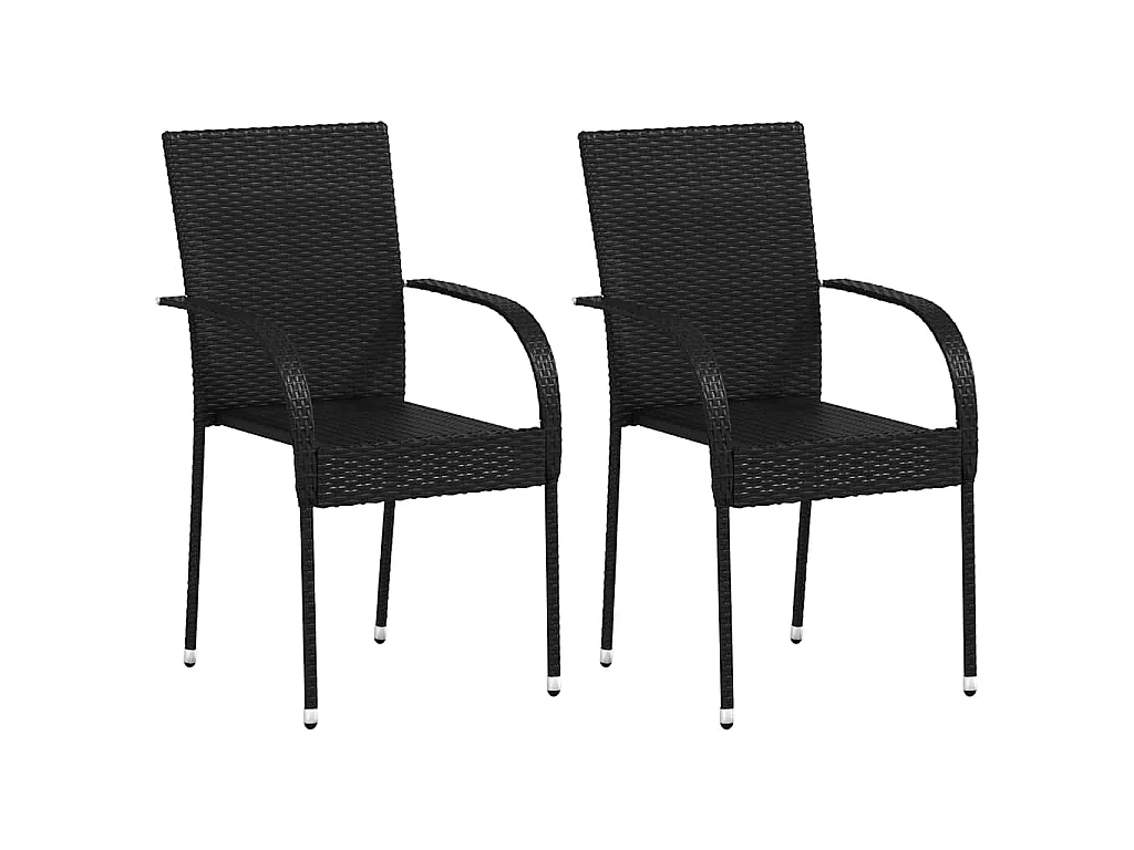 Tuinstoelen stapelbaar 2 st poly rattan zwart