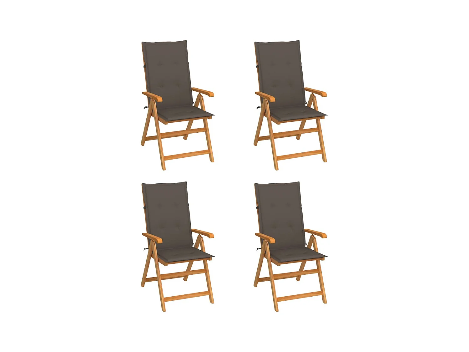 Chaises de jardin lot de 4 avec coussins taupe Bois teck solide