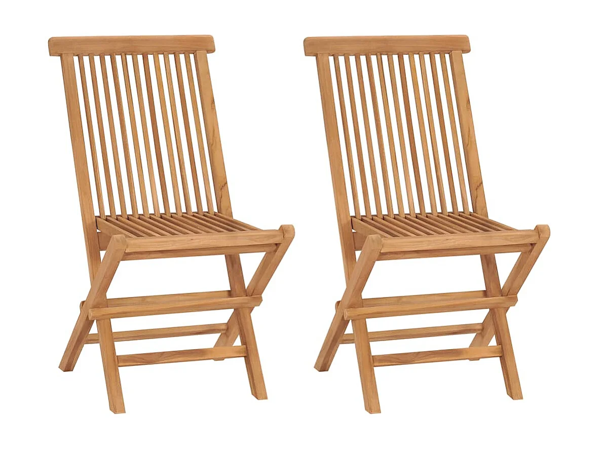 Sedie da Giardino Pieghevoli 2 pz in Legno Massello di Teak