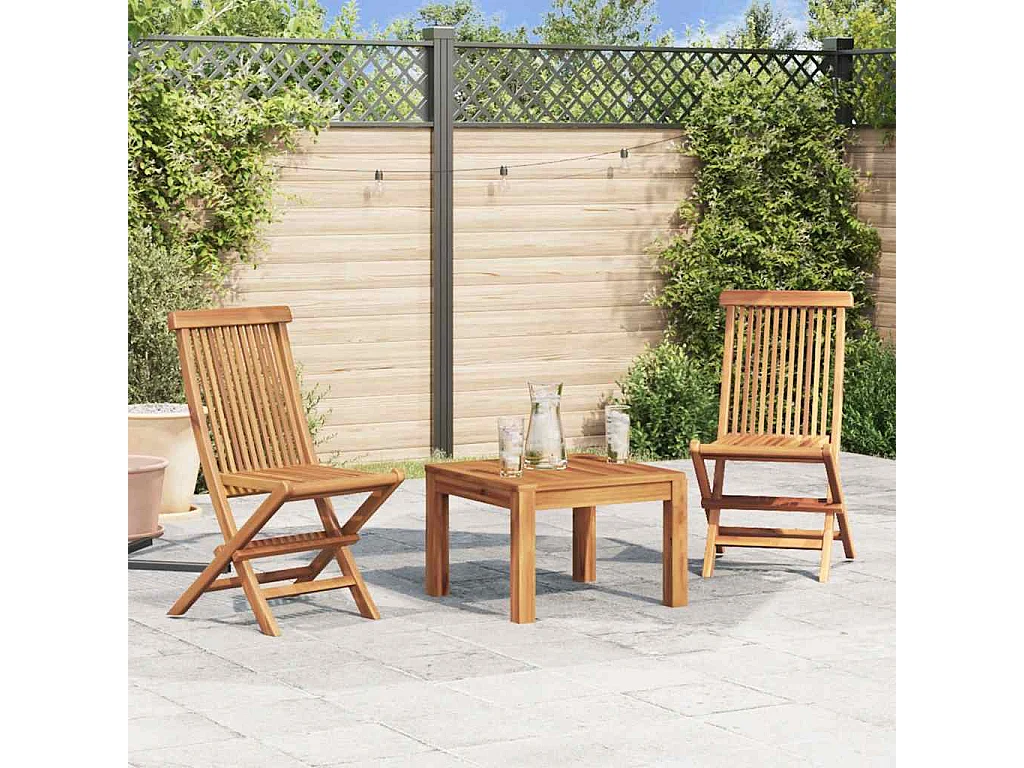 Sedie da Giardino Pieghevoli 2 pz in Legno Massello di Teak