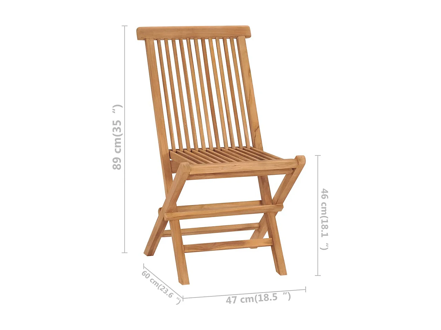 Sedie da Giardino Pieghevoli 2 pz in Legno Massello di Teak