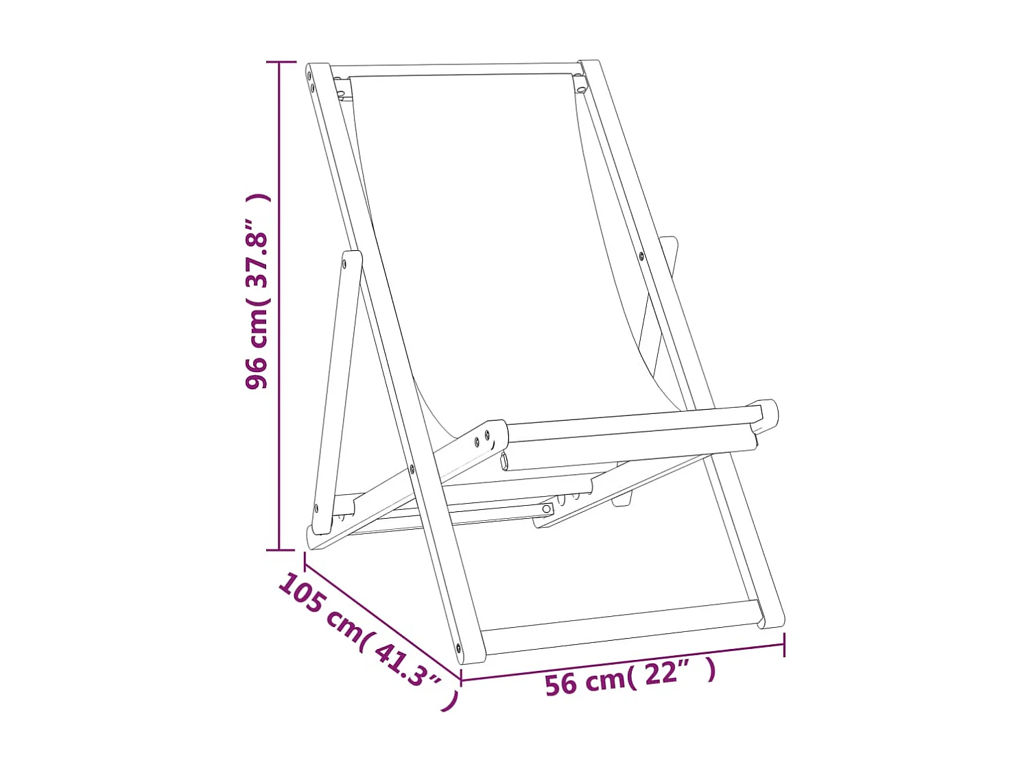 Chaise de terrasse Teck 56x105x96 cm Bleu