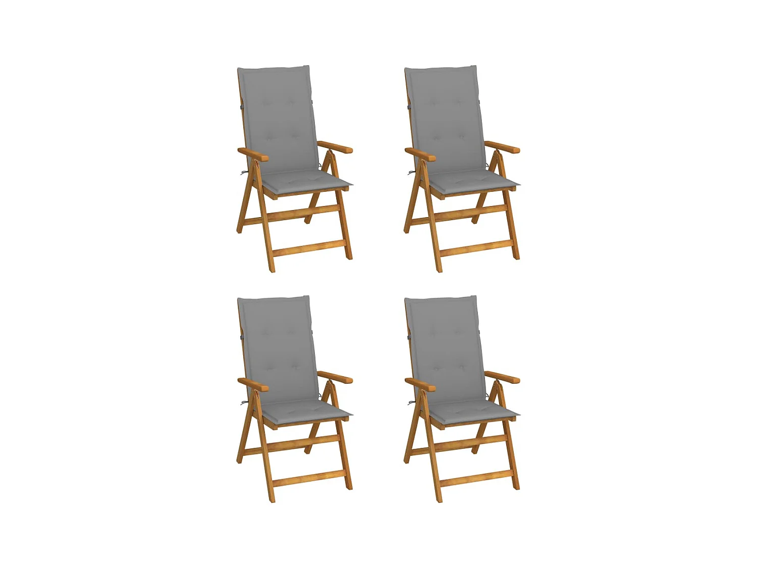 Chaises inclinables de jardin lot de 4 et coussins Bois acacia