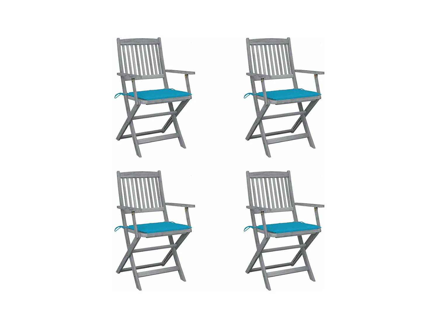 Chaises pliables d'extérieur lot de 4 et coussins Bois d'acacia