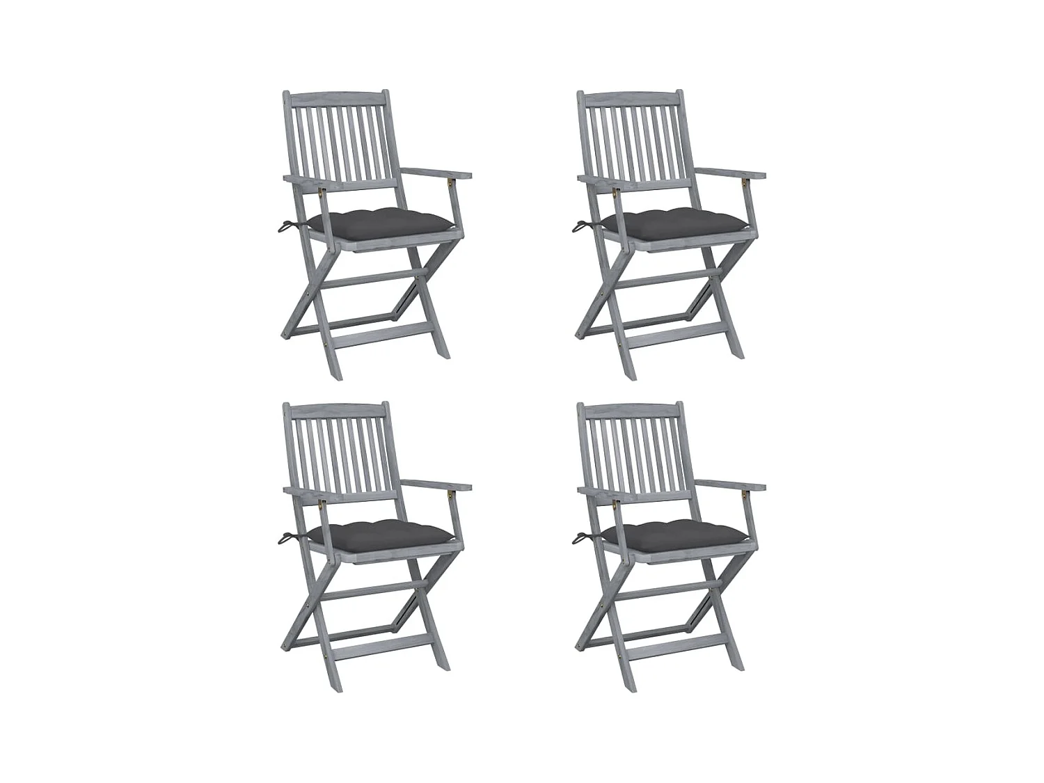 Chaises pliables d'extérieur lot de 4 et coussins Bois d'acacia