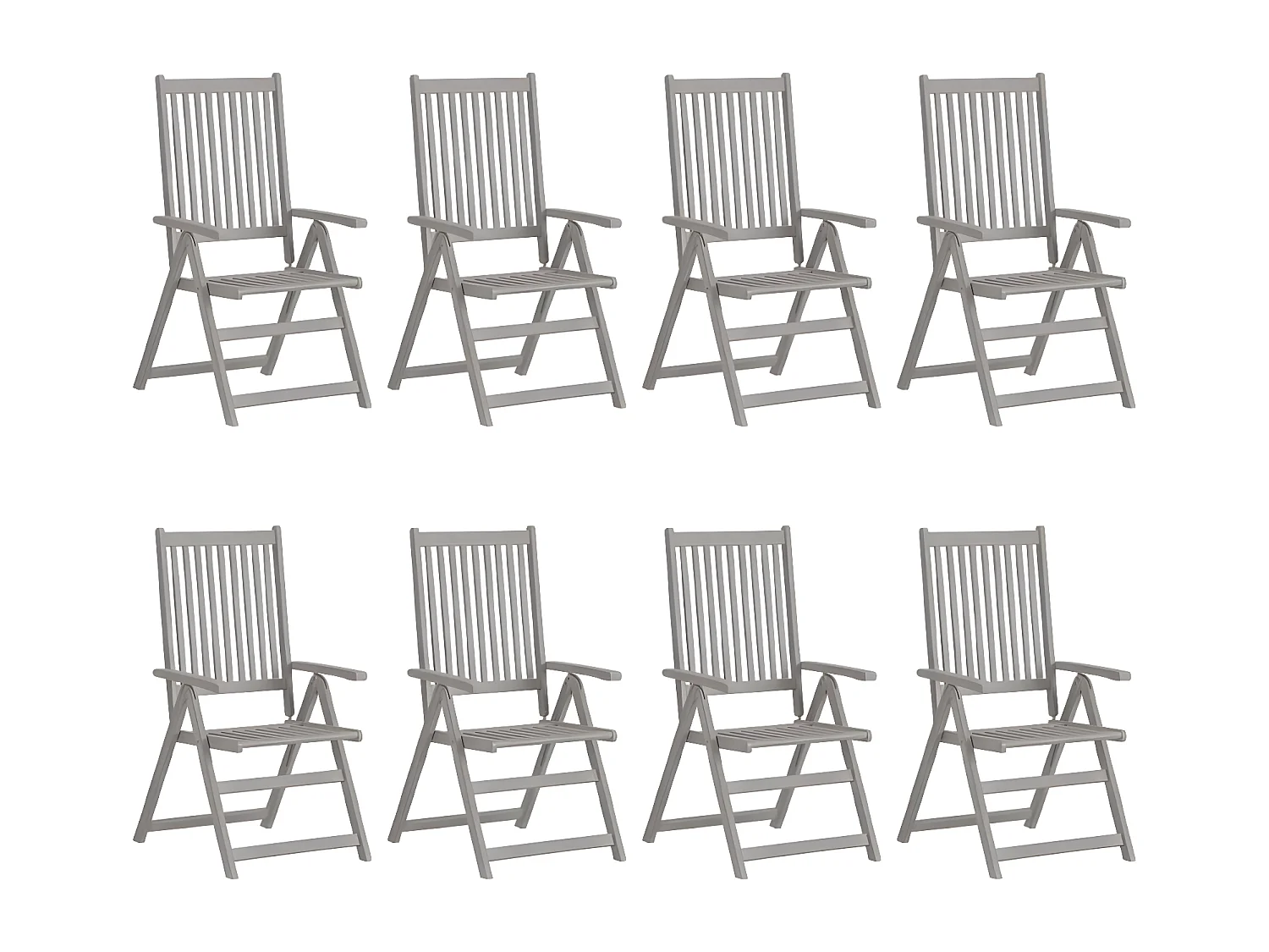 Sillas de jardín reclinables 8 uds madera maciza de acacia gris