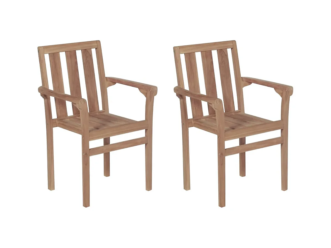 Chaises empilables de jardin lot de 2 Bois de teck solide