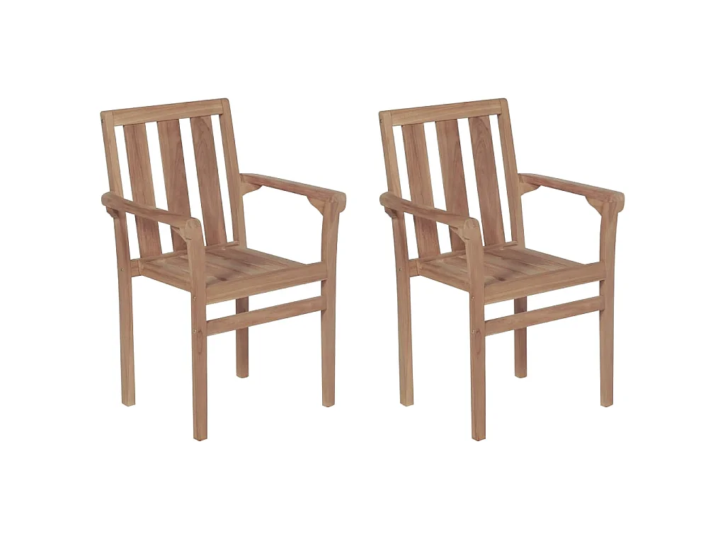 Tuinstoelen stapelbaar 2 st massief teakhout