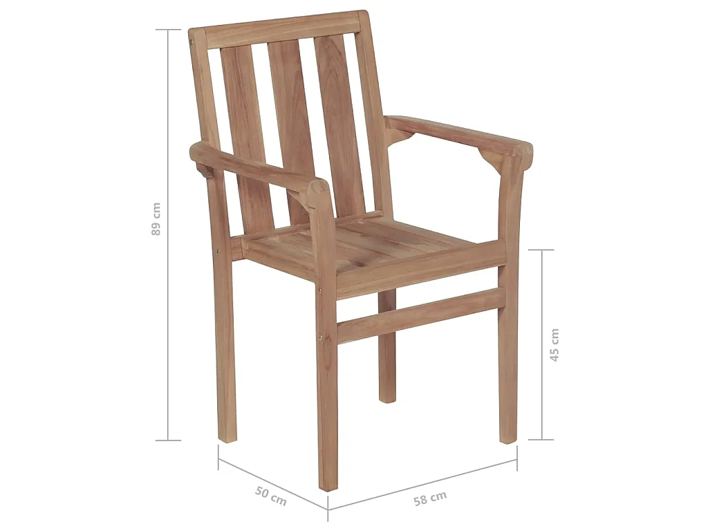 Tuinstoelen stapelbaar 2 st massief teakhout