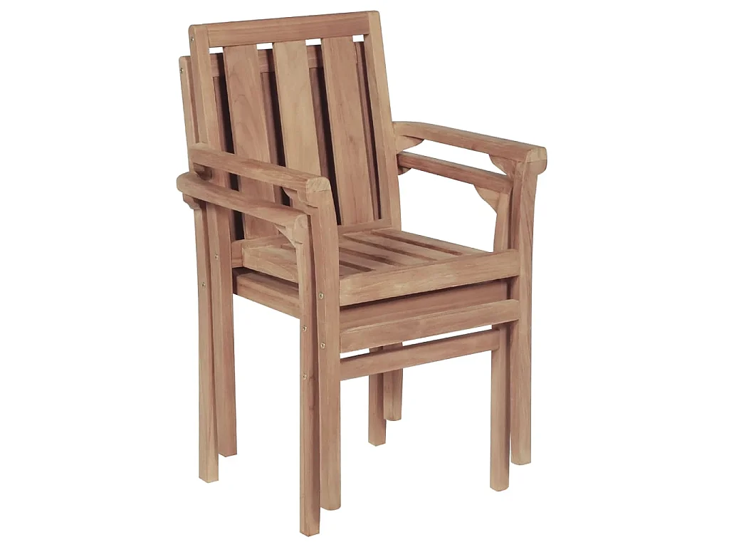 Tuinstoelen stapelbaar 2 st massief teakhout