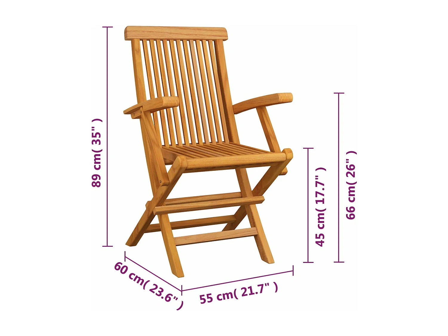 Chaises pliables de jardin lot de 4 Bois de teck solide