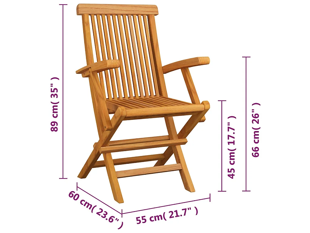 Tuinstoelen 4 st inklapbaar massief teakhout