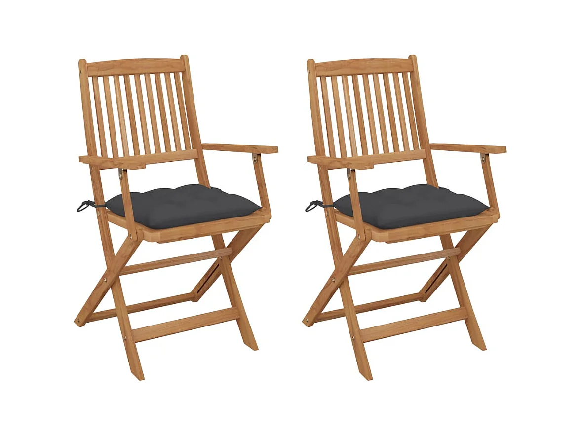 Tuinstoelen 2 st inklapbaar met kussens massief acaciahout