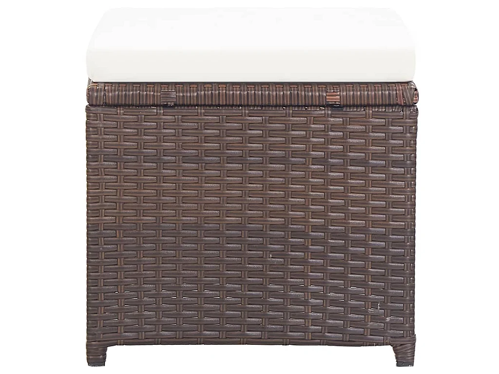 Tabourets de jardin lot de 4 et coussins Résine tressée Marron