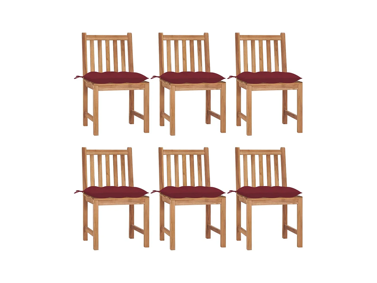 Chaises de jardin lot de 6 avec coussins Bois de teck massif