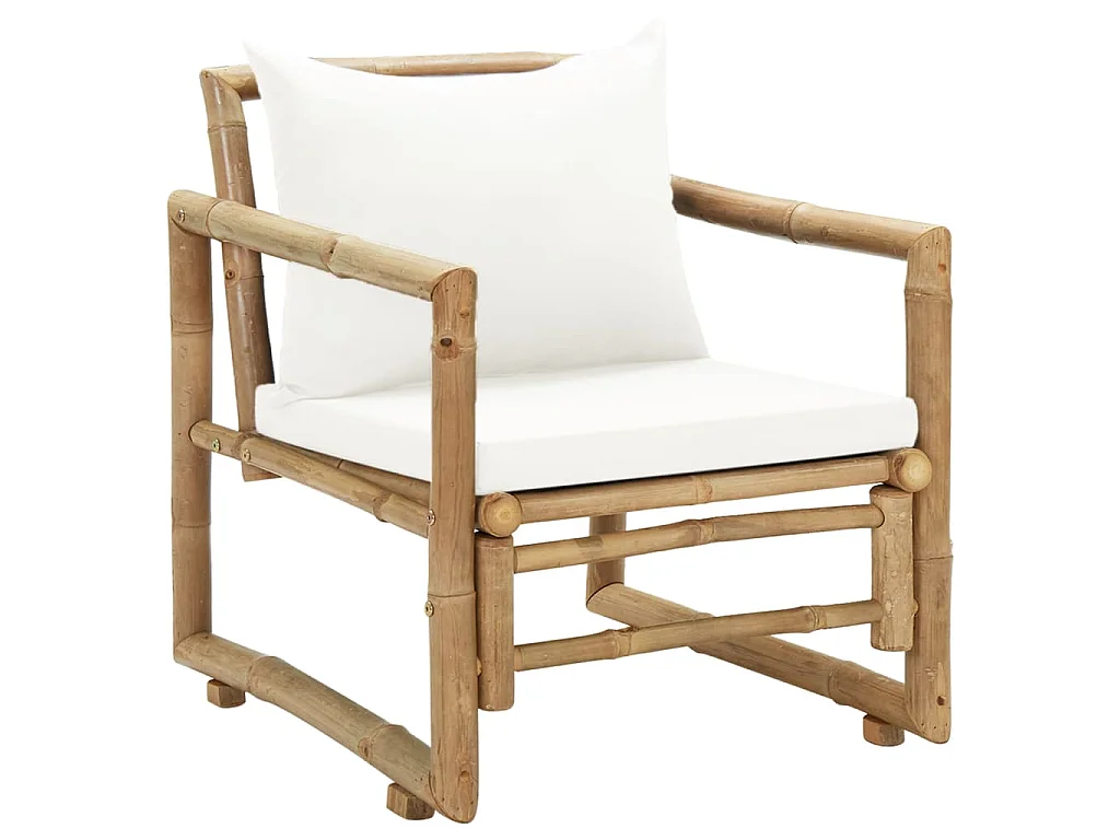 Chaises de jardin lot de 2 avec coussins et oreillers Bambou