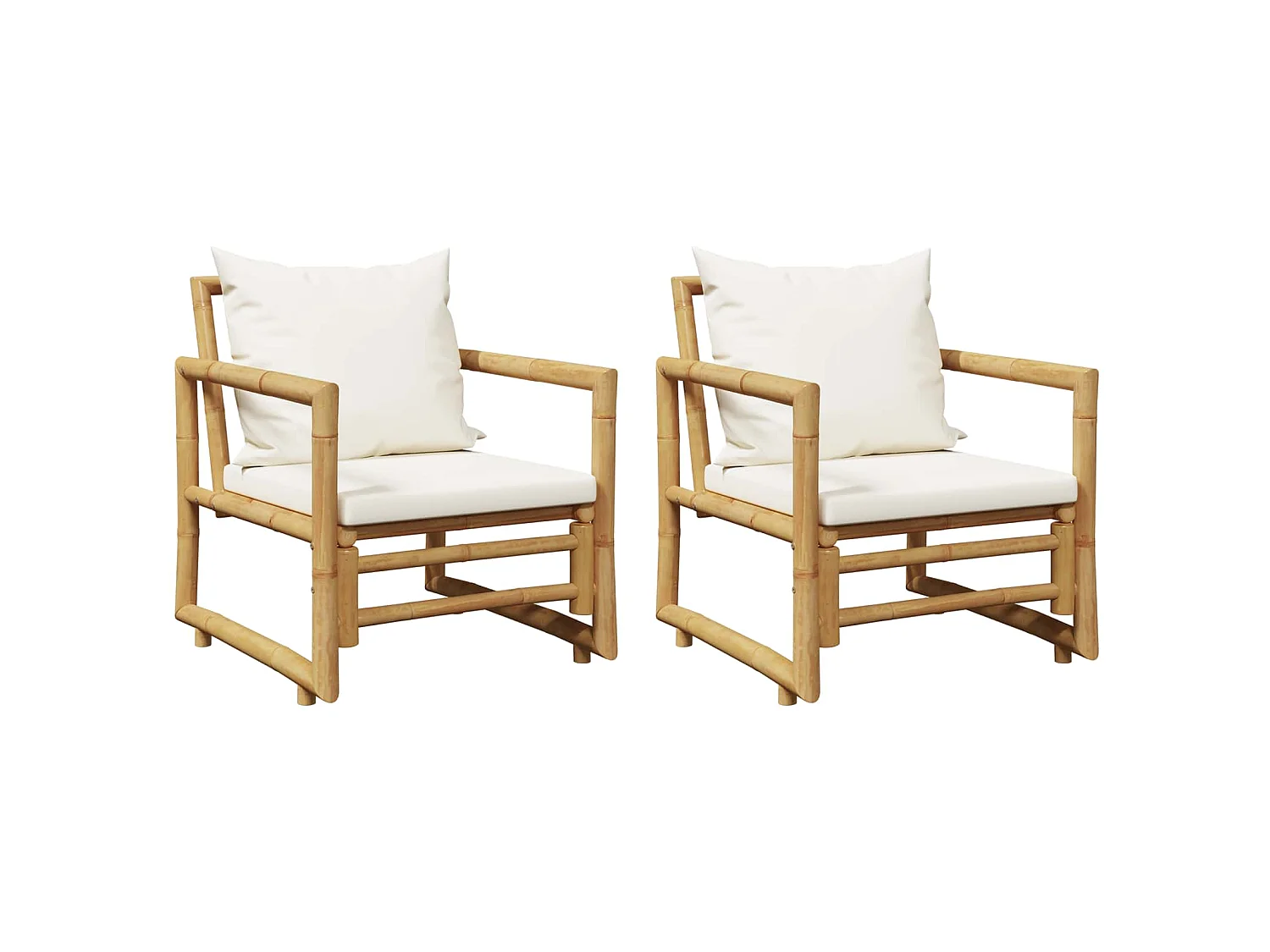Chaises de jardin lot de 2 avec coussins et oreillers Bambou