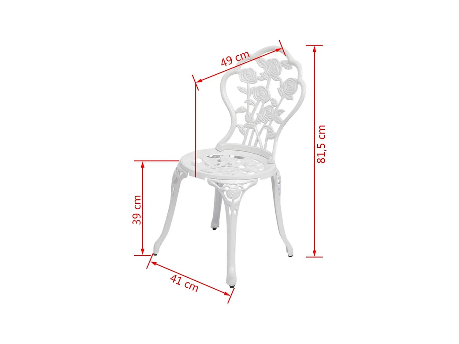 Chaises de bistro lot de 2 Aluminium coulé Blanc