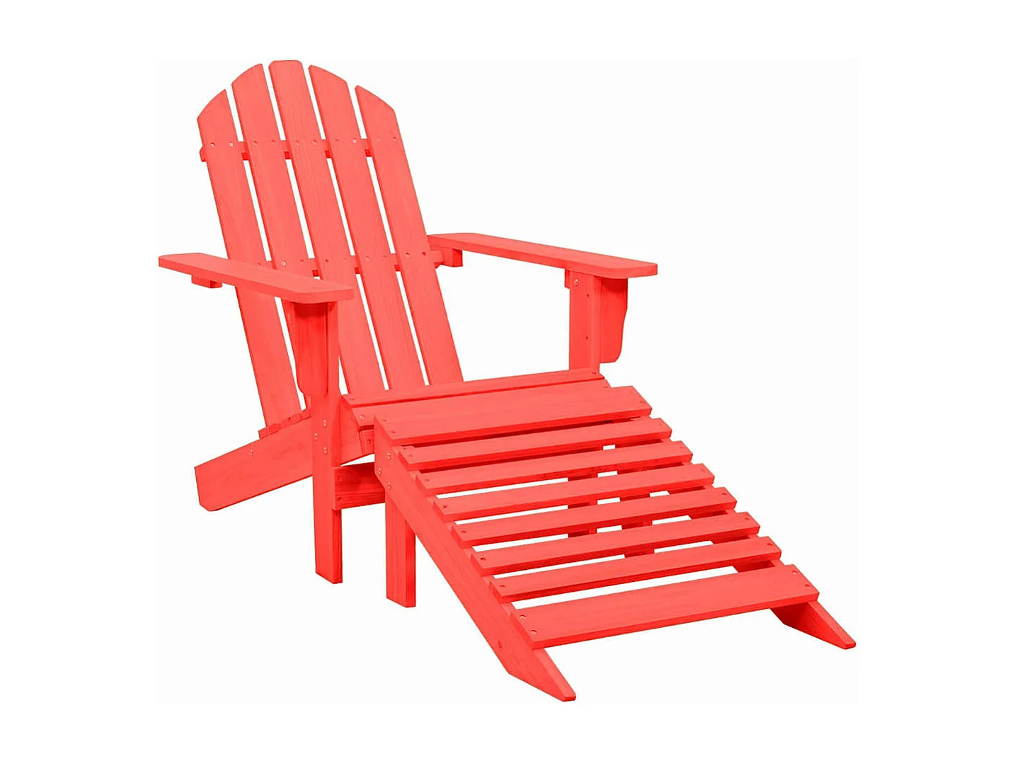 Tuinstoel Adirondack met voetenbank massief vurenhout rood