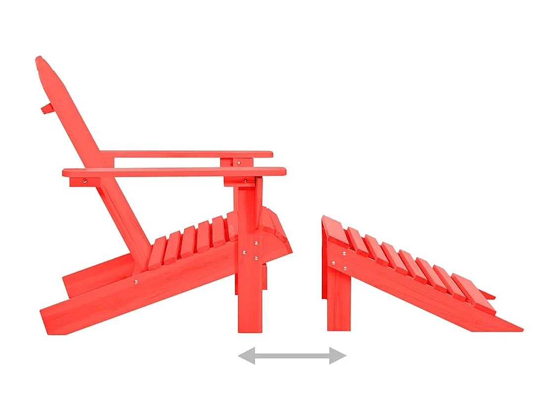 Tuinstoel Adirondack met voetenbank massief vurenhout rood