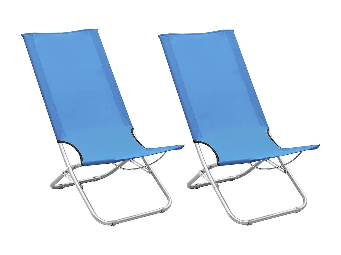 Chaises de plage pliables lot de 2 Bleu Tissu