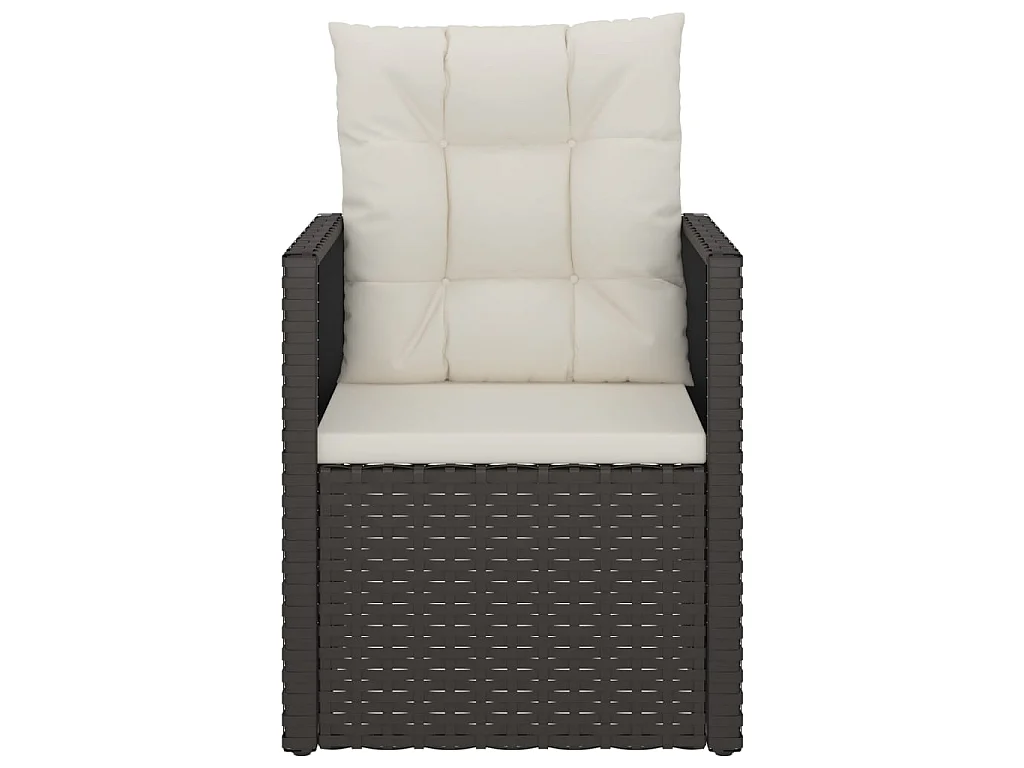 Fauteuil de jardin avec coussins Noir Résine tressée