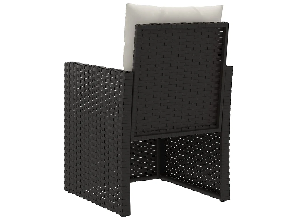 Fauteuil de jardin avec coussins Noir Résine tressée