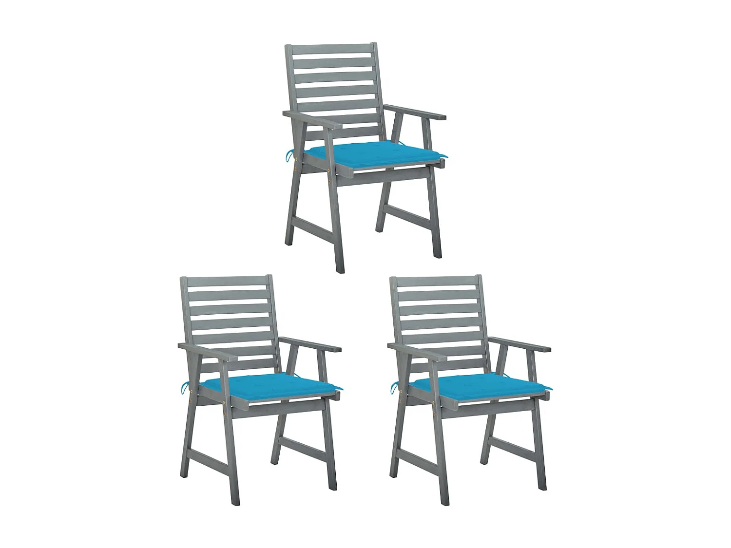 Tuinstoelen 3 st met kussens massief acaciahout