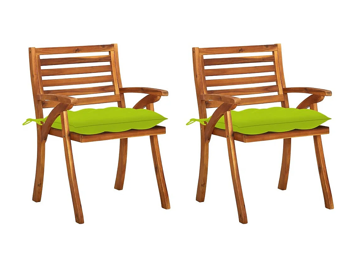 Chaises à manger de jardin avec coussins lot de 2 Acacia massif