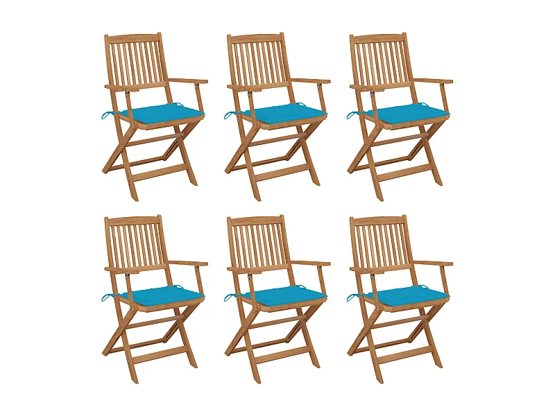 Tuinstoelen 6 st inklapbaar met kussens massief acaciahout