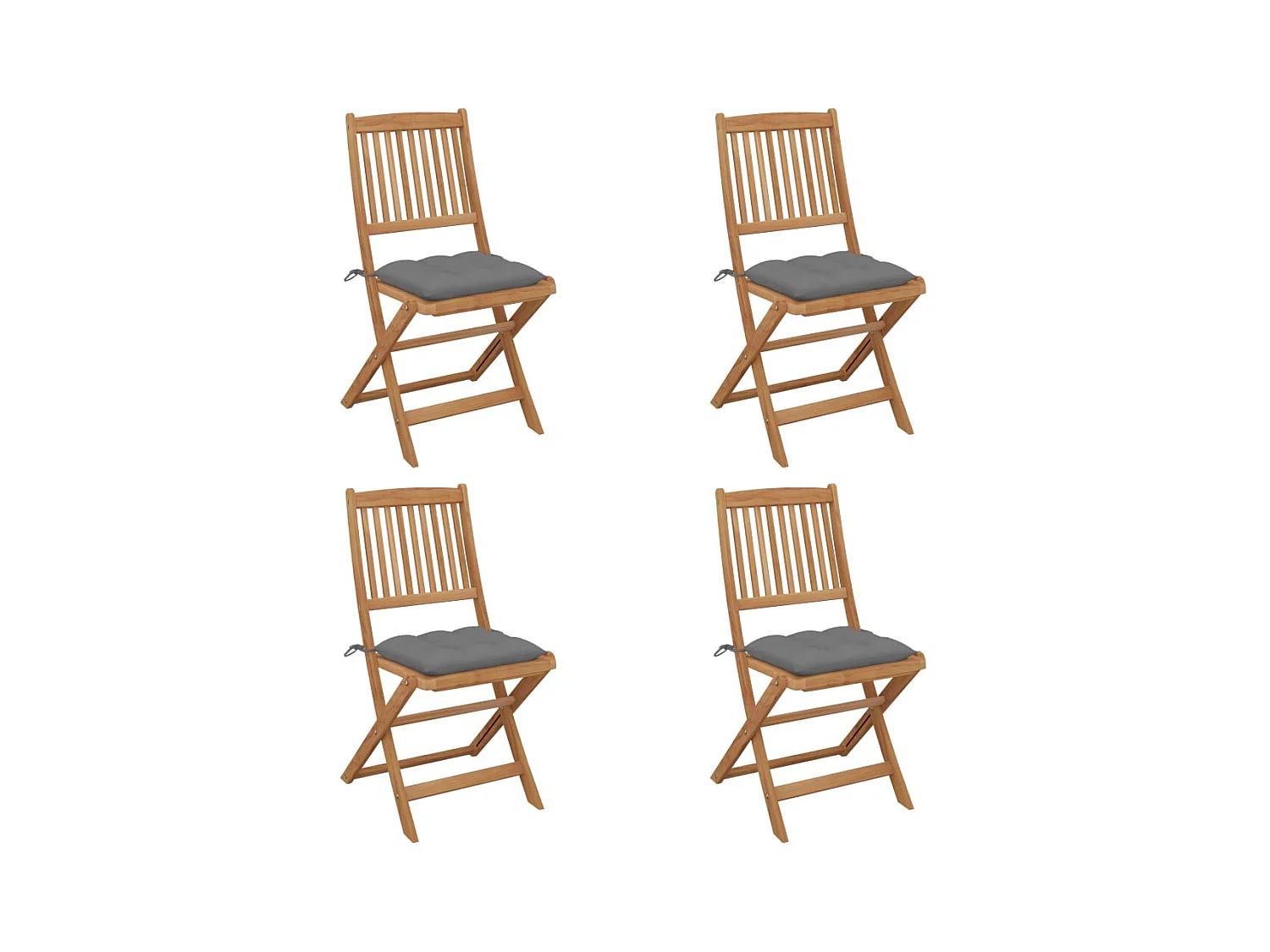 Chaises pliables de jardin lot de 4 avec coussins Bois d'acacia