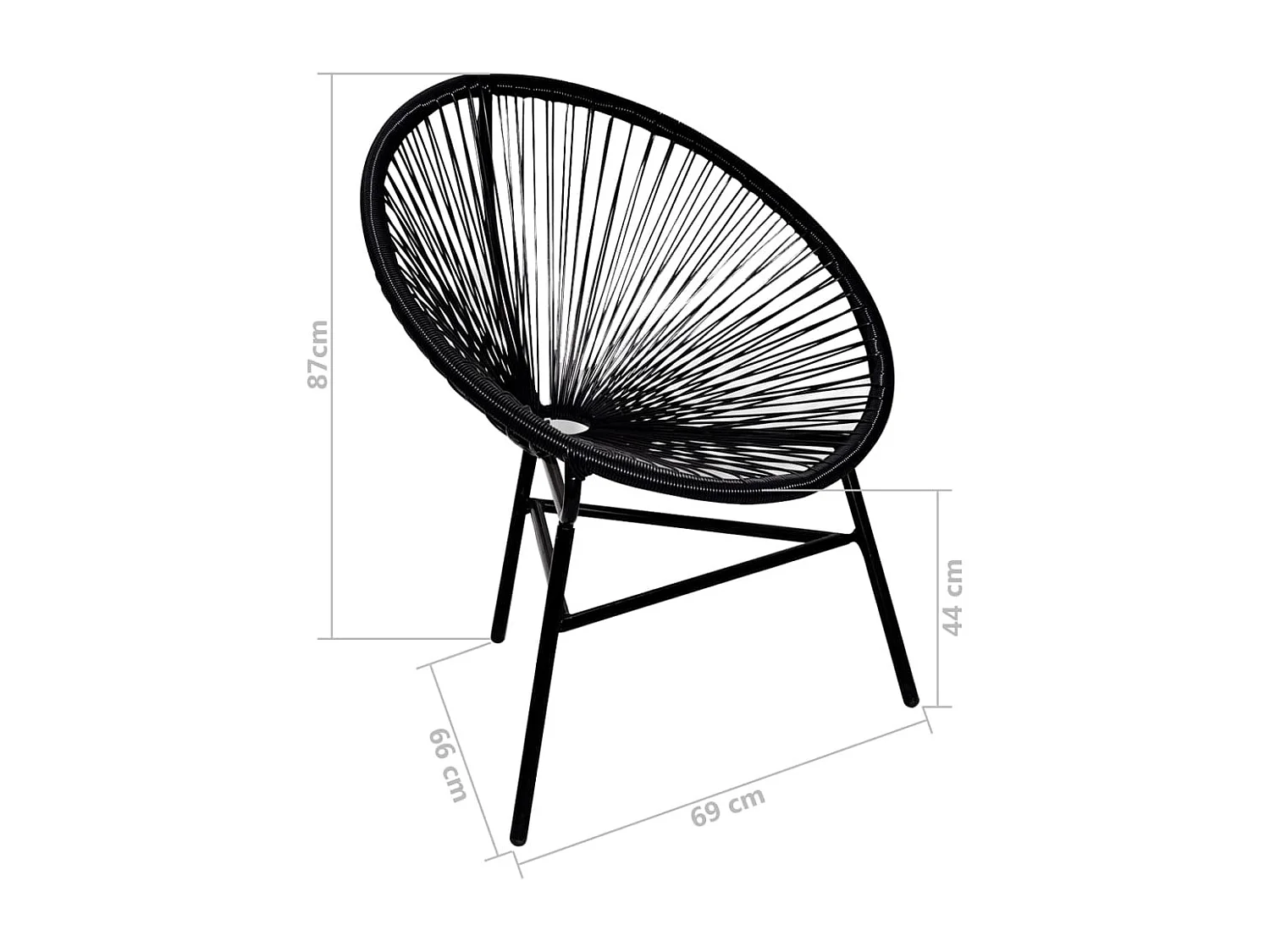 Tuinmaanstoel poly rattan zwart