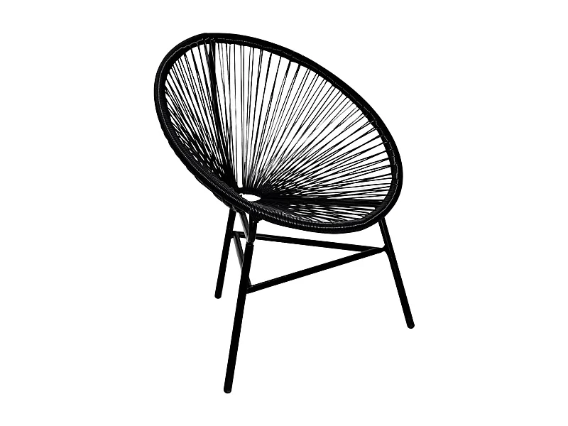 Chaise de jardin forme de lune résine tressée noir