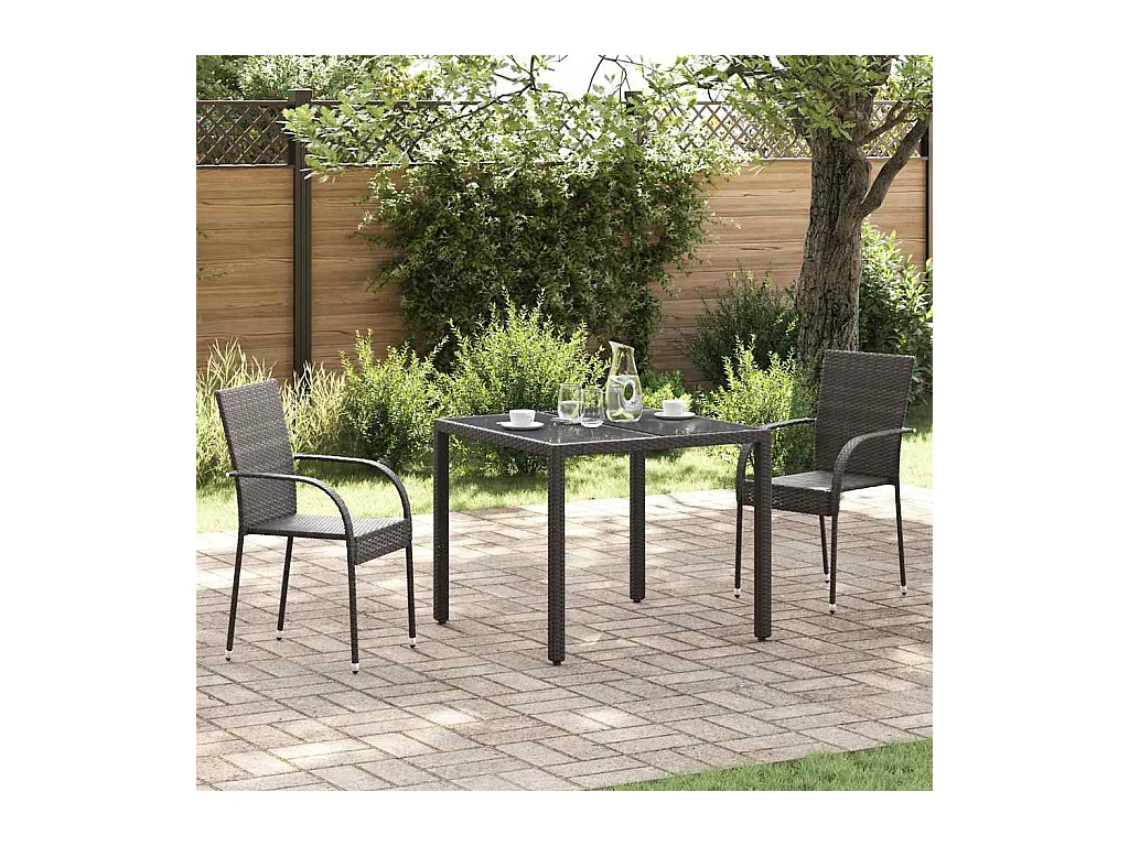 Chaises empilables d'extérieur lot de 2 Résine tressée Marron