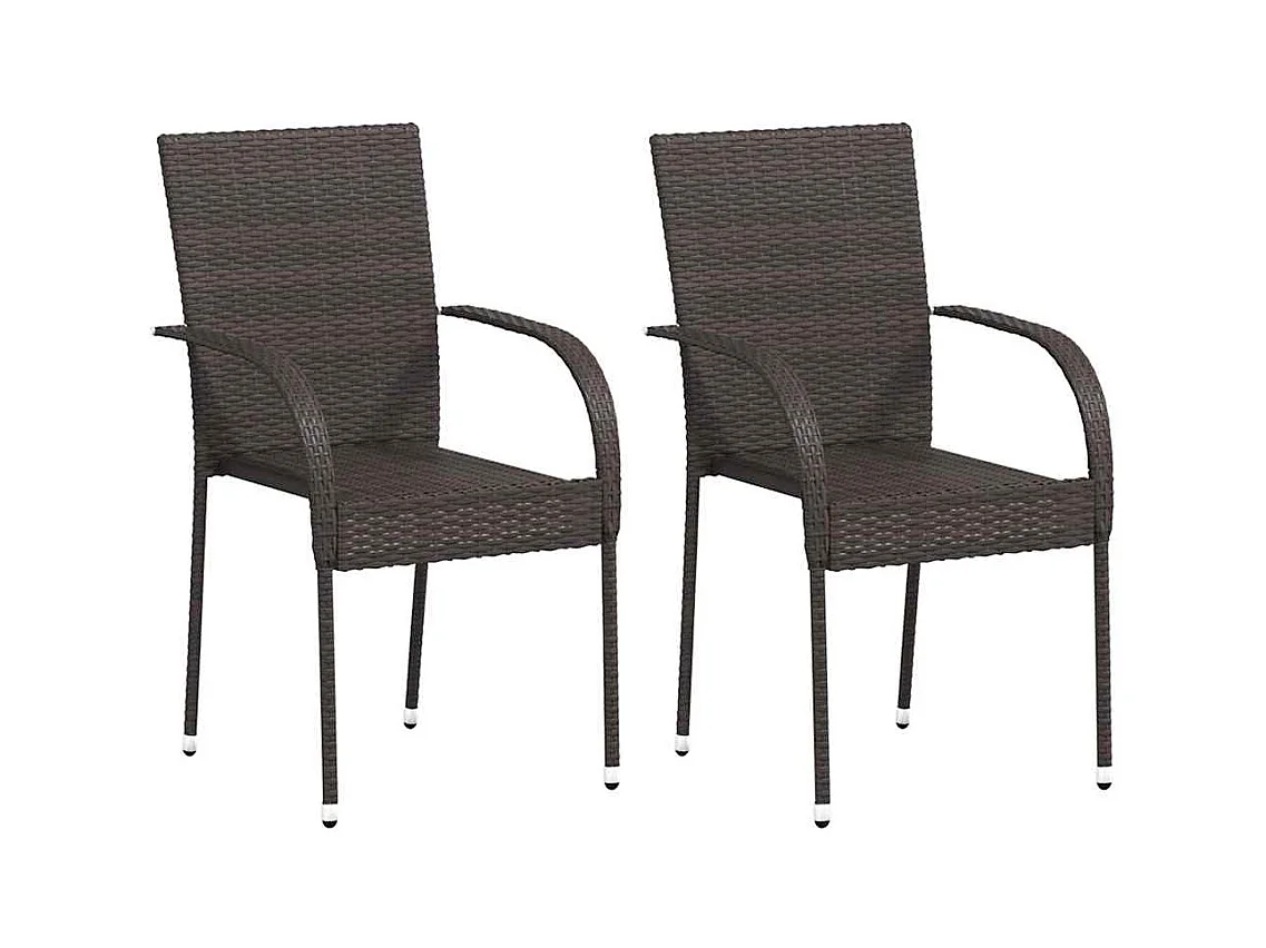 Tuinstoelen stapelbaar 2 st poly rattan bruin