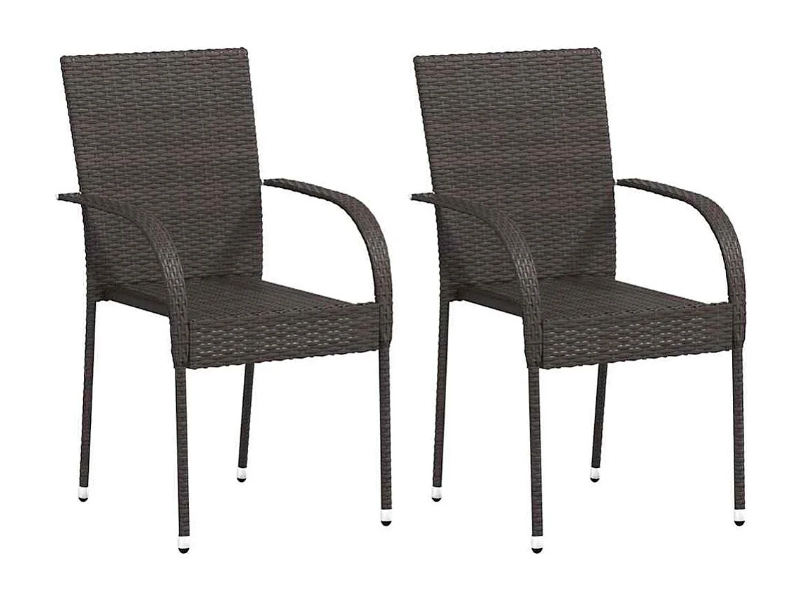 Stapelbare Gartenstühle 2 Stk. Poly Rattan Braun