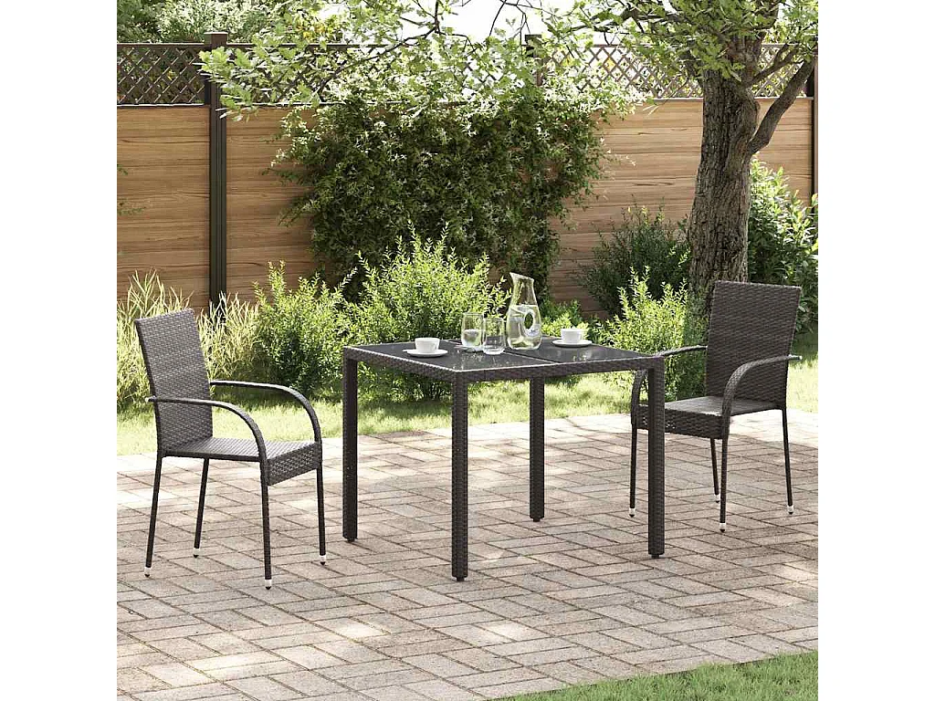Stapelbare Gartenstühle 2 Stk. Poly Rattan Braun