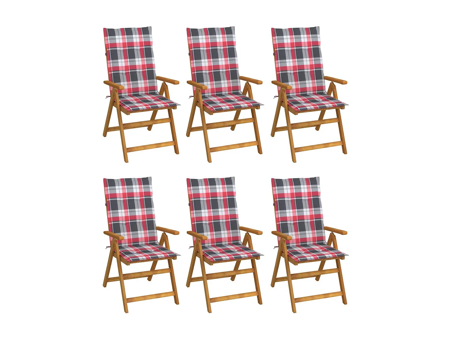 Chaises pliables de jardin lot de 6 avec coussins Bois d'acacia