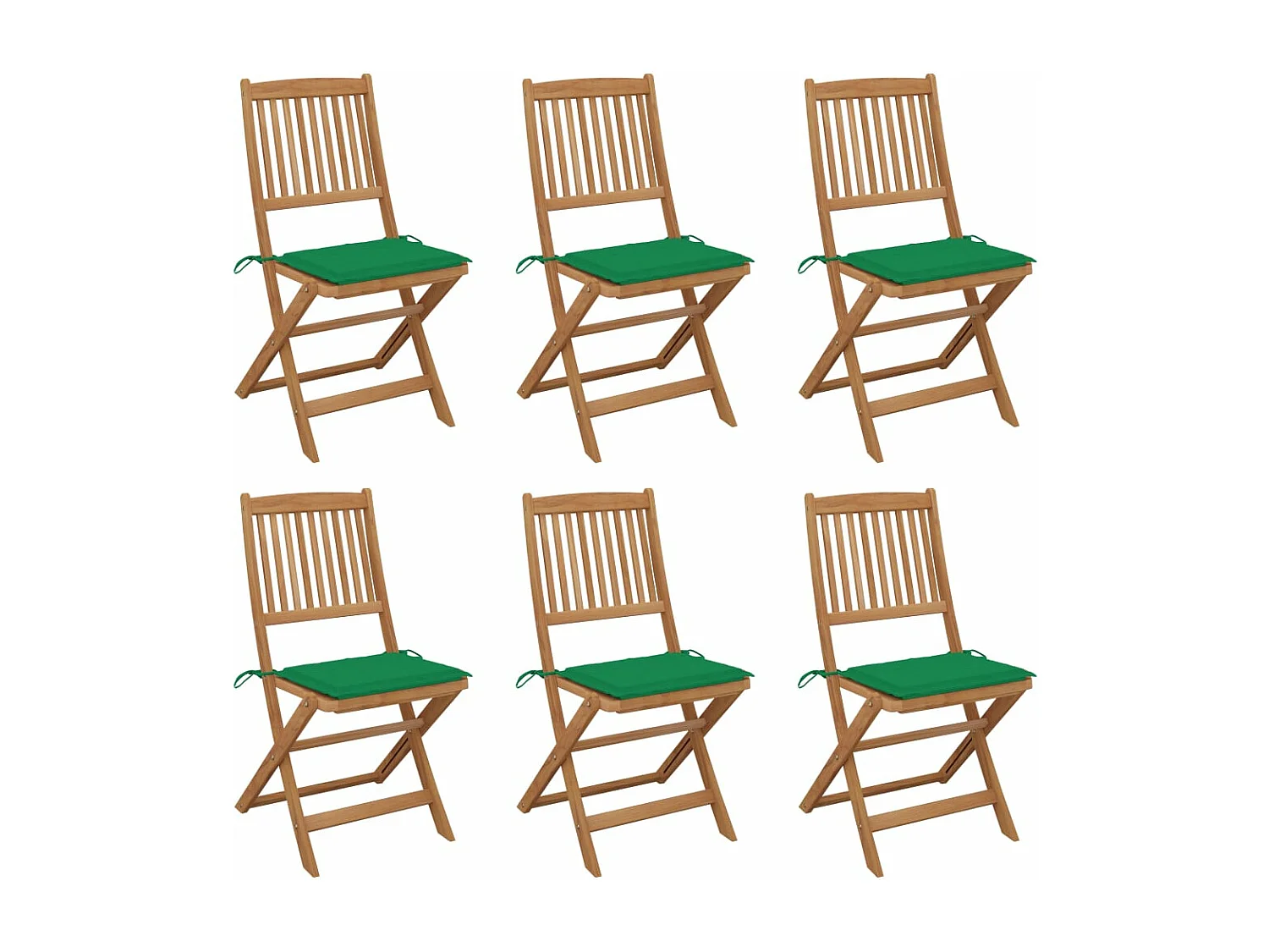 Sedie da Giardino Pieghevoli 6 pz con Cuscini Massello Acacia