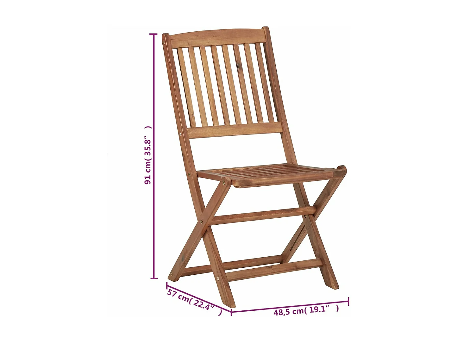 Sedie da Giardino Pieghevoli 6 pz con Cuscini Massello Acacia