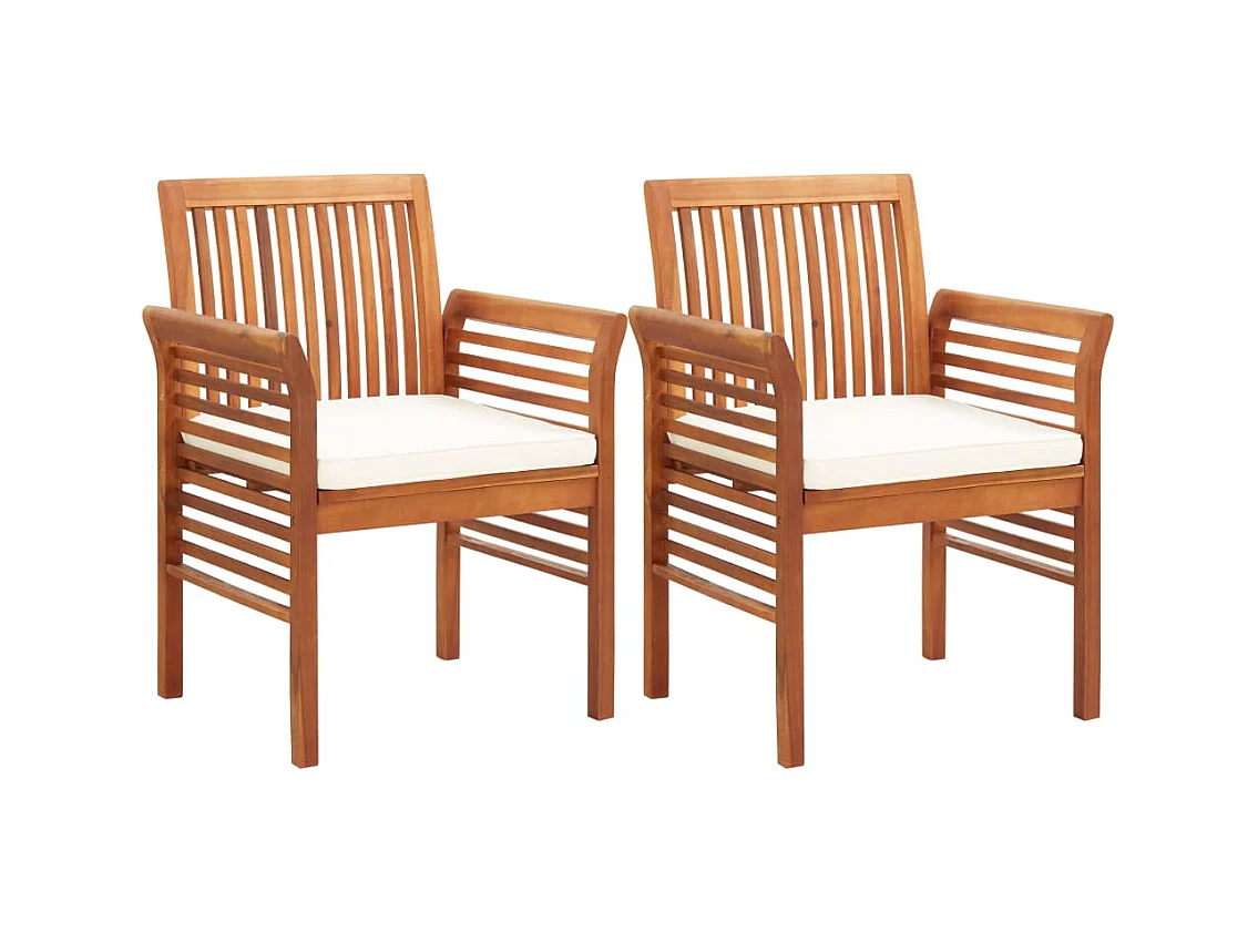 Garten-Essstühle mit Sitzpolster 2 Stk. Akazie Massivholz