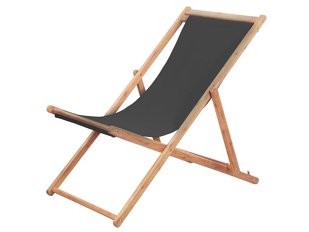 Opklapbare stoel met stoffen bekleding en houten frame, grijs