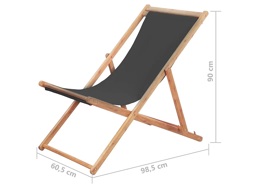 Opklapbare stoel met stoffen bekleding en houten frame, grijs