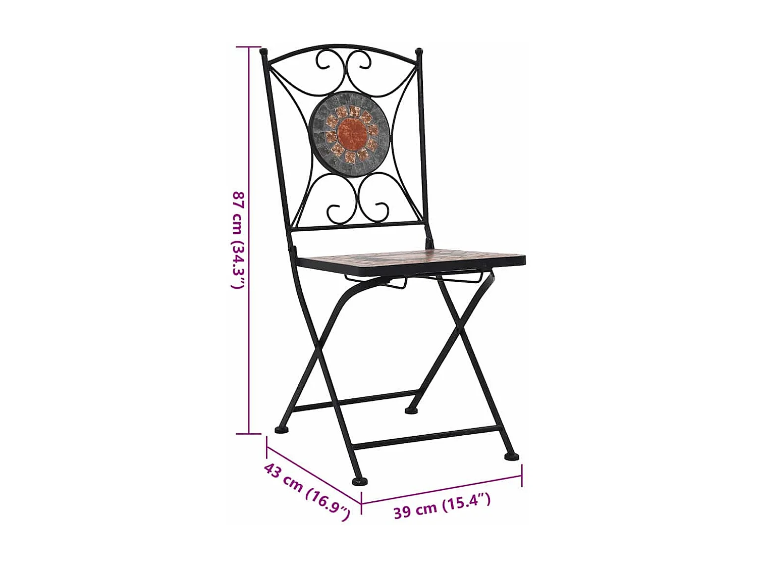 Bistrostoelen mozaïek 2 st oranje en grijs